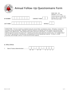 Annual Follow-Up Questionnaire Form