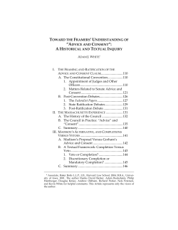 toward the framers` understanding of “advice and consent”