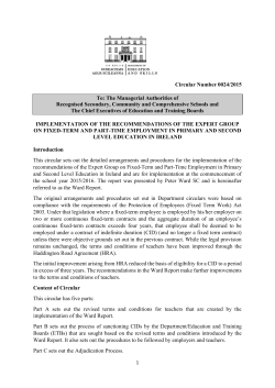 Circular Number 0024/2015 To - Department of Education and Skills