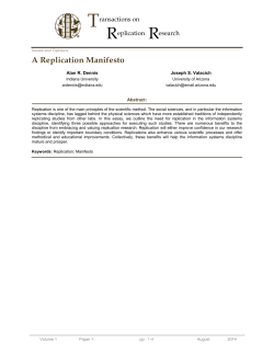 A Replication Manifesto - Association for Information Systems
