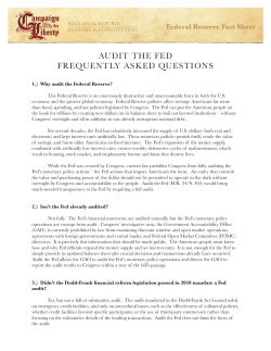 THE FEDERAL RESERVE TRANSPARENCY ACT FACT SHEET