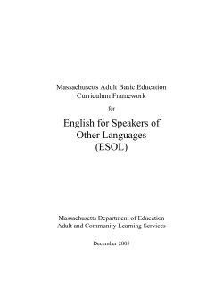 MA ABE Curriculum Frameworks for ESOL