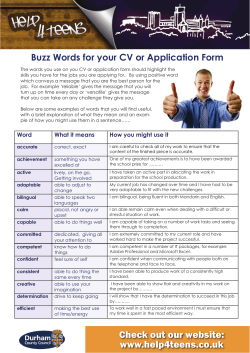 Buzz Words for your CV or Application Form