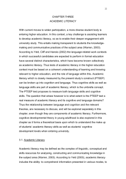 CHAPTER THREE ACADEMIC LITERACY With current moves to