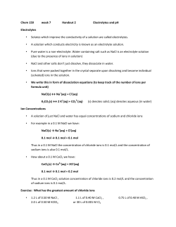 Chem 150 week 7 Handout 2 Electrolytes and pH Electrolytes