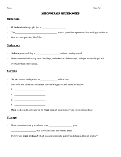 Mesopotamia Guided Notes Urbanism Sedentary