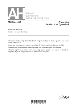 Advanced Higher Chemistry Exemplar Question Paper