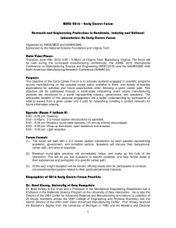 1 MSEC 2016 &ndash; Early Career Forum Research and Engineering
