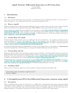 edgeR Tutorial: Differential Expression in RNA-Seq Data 1