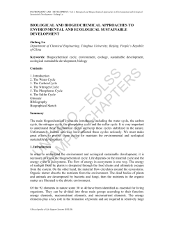 Biological and Biogeochemical Approaches to