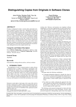 Distinguishing Copies from Originals in Software