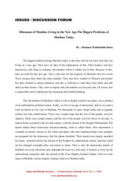 Dilemmas of Muslims Living in the New Age:The Biggest Problems