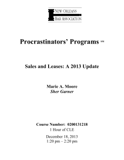 Procrastinators` Programs SM - New Orleans Bar Association