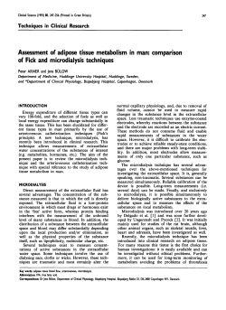Assessment of Adipose Tissue Metabolism in Man