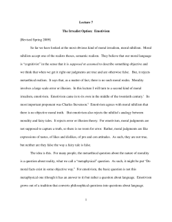 Lecture 7 The Irrealist Option: Emotivism