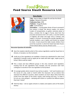 Food Source Sleuth Resource List Food Source Sleuth Resource List