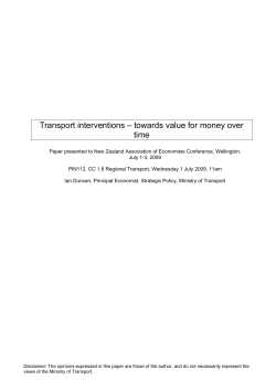 Transport Interventions – Towards `Value For Money` Over