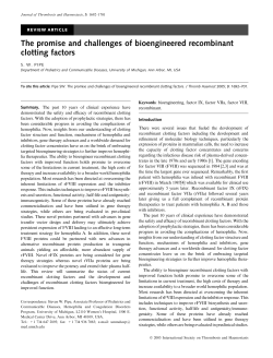 The promise and challenges of bioengineered recombinant clotting