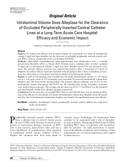 Intraluminal Volume Dose Alteplase for the Clearance of