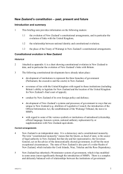 New Zealand`s constitution &ndash; past, present and future