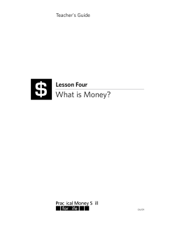Teacher`s Guide &ndash; Lesson Four: What Is Money?