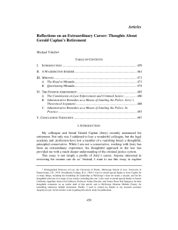 Thoughts About Gerald Caplan`s Retirement