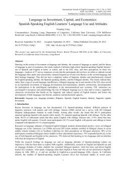 Language as Investment, Capital, and Economics: Spanish