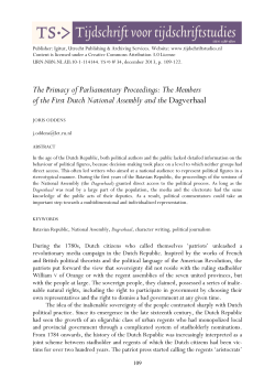 The Members of the First Dutch National Assembly and the