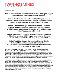Kamoa-Kakula Project now demonstrated to be the largest copper