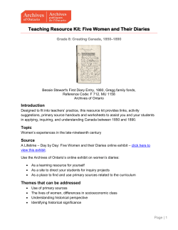 Teaching Resource Kit: Five Women and Their Diaries