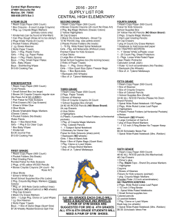 2016-2017 School Supply List - Central High Public Schools