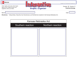 Southern reaction Kansas-Nebraska Act Northern reaction