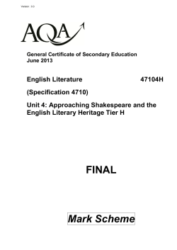 GCSE English Literature Mark scheme Unit 04 - Approaching