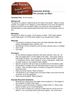 Teaching Time: 20-40 minutes Background: The gravity of a planet