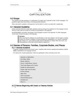 A: Capitalization - RDA Steering Committee