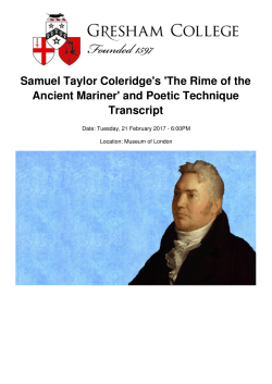 Samuel Taylor Coleridge`s `The Rime of the Ancient Mariner` and