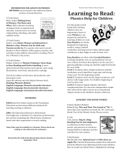 Learning to Read - Hawaii State Public Library System