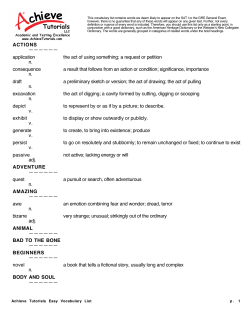 Easy Vocabulary List