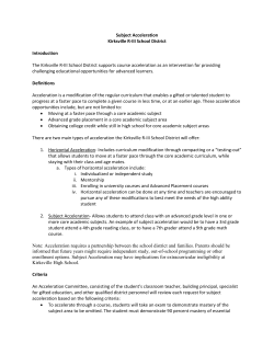Subject Acceleration Kirksville R-III School District Introduction The