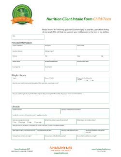 Child or Teen Intake Form