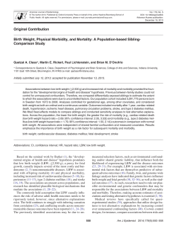 Birth Weight, Physical Morbidity, and Mortality: A Population