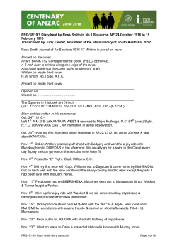PRG/18/19/1 Diary kept by Ross Smith in No 1 Squadron AIF 24