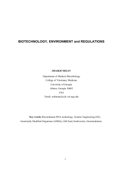 BIOTECHNOLOGY, ENVIRONMENT and REGULATIONS