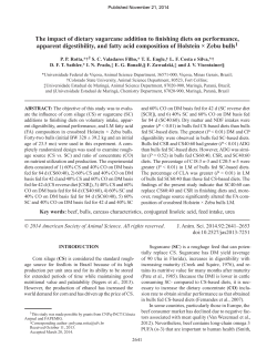 The impact of dietary sugarcane addition to finishing diets on