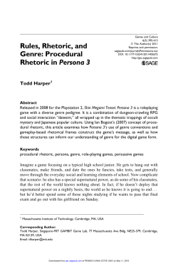 Rules, Rhetoric, and Genre: Procedural Rhetoric in Persona 3