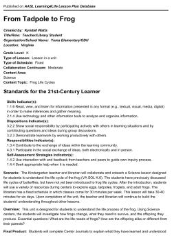 From Tadpole to Frog - American Library Association