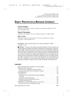 OBJECT PERCEPTION AS BAYESIAN INFERENCE Daniel Kersten