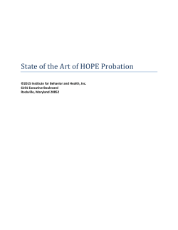 State of the Art of HOPE Probation - Hawaii`s Opportunity Probation