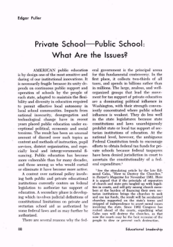 Private School&mdash;Public School: What Are the Issues?