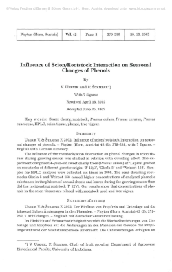 Influence of Scion/Rootstock Interaction on Seasonal